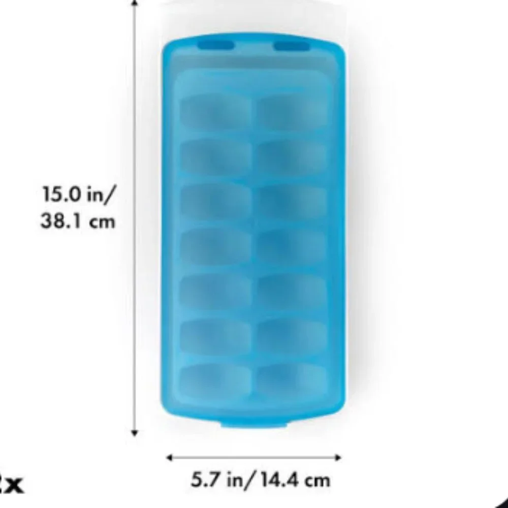 OXO Good Grips Silicone Lid Ice Cube Tray White Blue‎ 14 Cubes Spill Resistant
